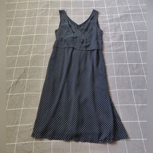 Black Polka Dot Sleeveless Midi Dress